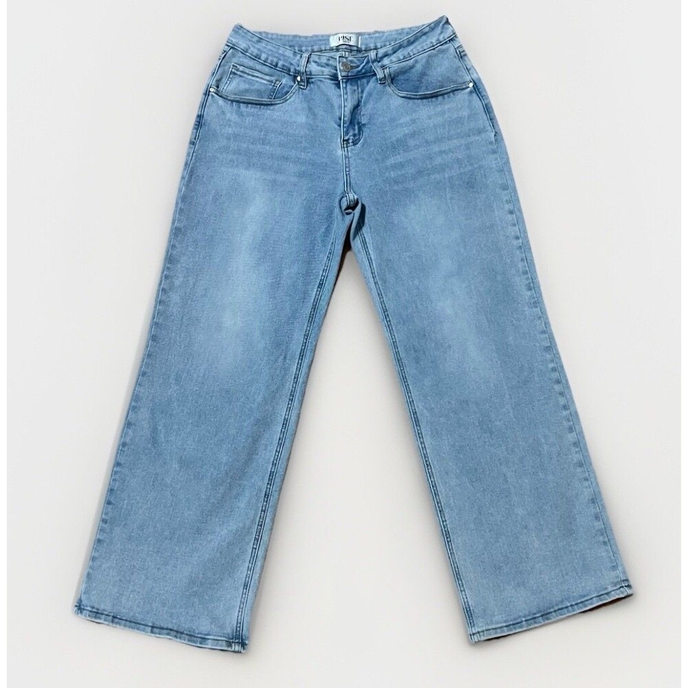 RISE Supply Co. Women’s Wide Leg Jeans Light Wash Stretch Denim 32” Waist